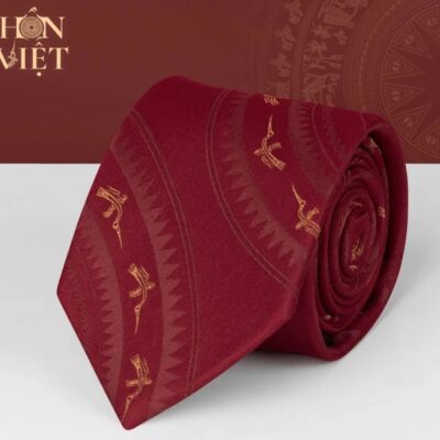 Cà Vạt Lụa Tơ Tằm Họa Tiết Trống Đồng Đông Sơn – Bản 8 cm CS8DOHS03