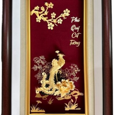 Tranh chim phượng hoàng dát vàng (40x65cm)